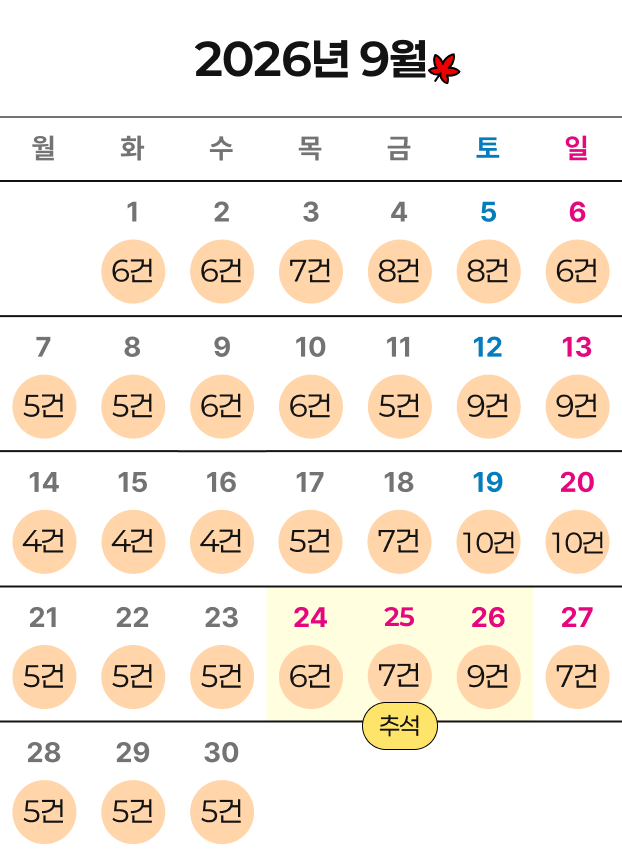 월간 축제 캘린더 2026년 9월